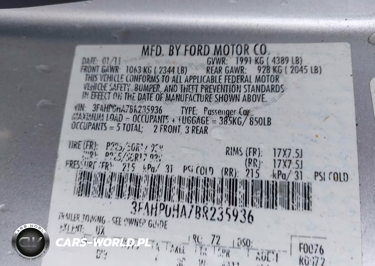 2011 Ford Fusion Se VIN:3FAHP0HA7BR235936 - 9