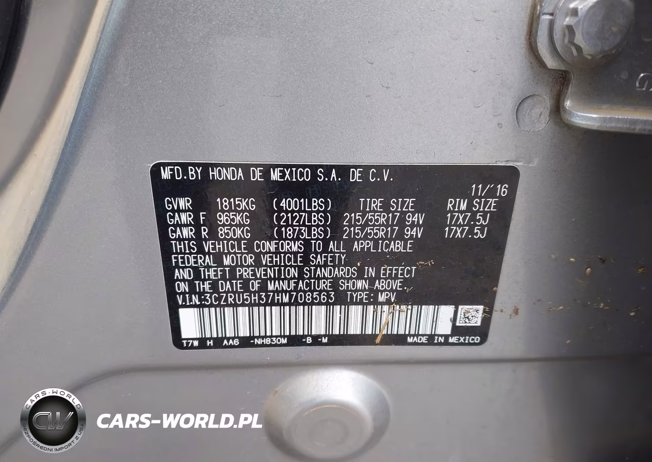 2017 Honda Hr-V Lx VIN:3CZRU5H37HM708563 - 9