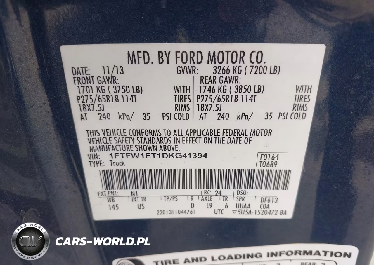 2013 Ford F-150 Xlt VIN:1FTFW1ET1DKG41394 - 9