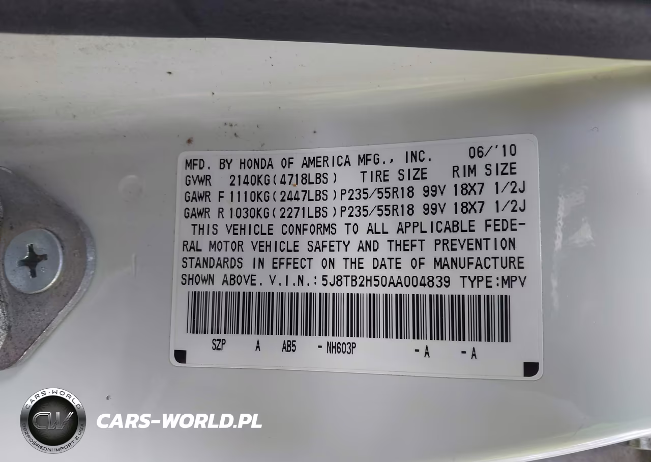 2010 Acura Rdx VIN:5J8TB2H50AA004839 - 9
