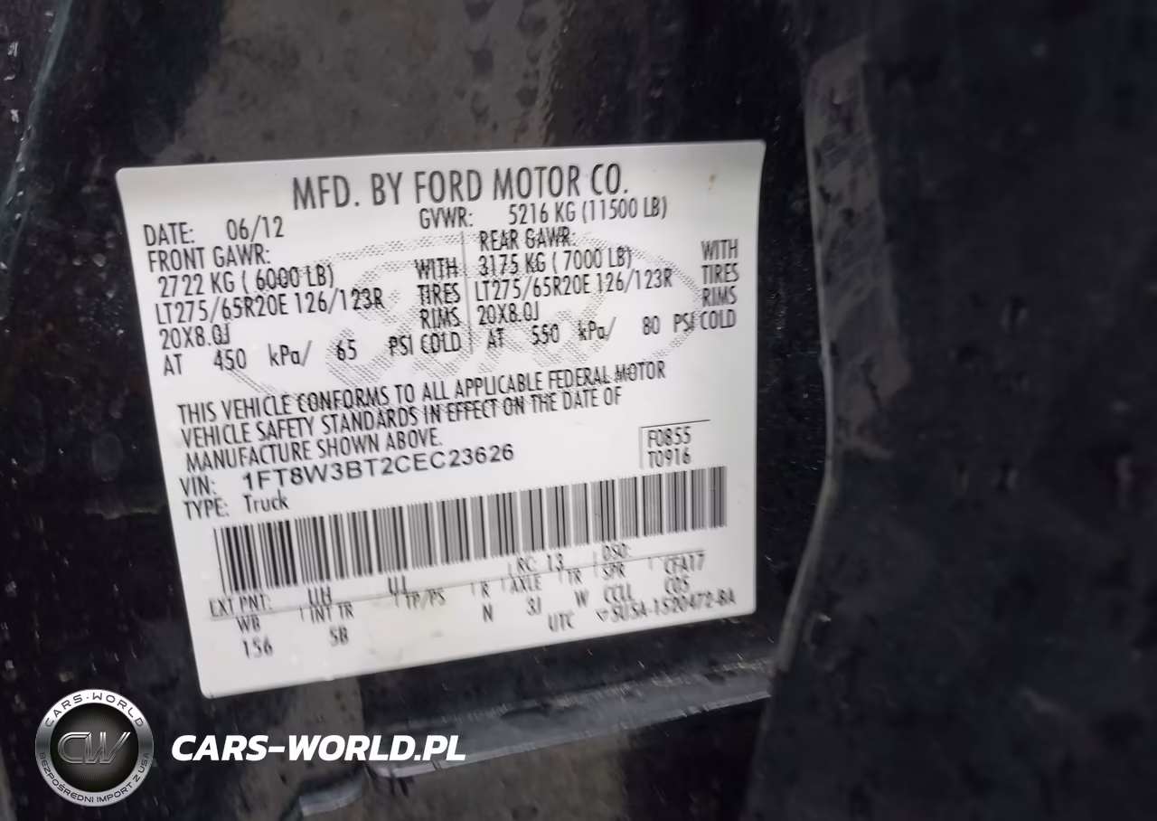 2012 Ford F-350 Lariat VIN:1FT8W3BT2CEC23626 - 9