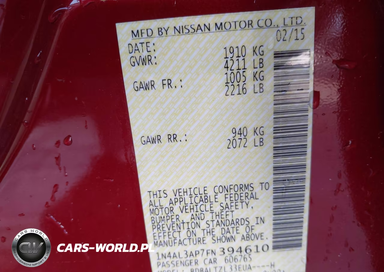 2015 Nissan Altima 2.5 Sl VIN:1N4AL3AP7FN394610 - 9
