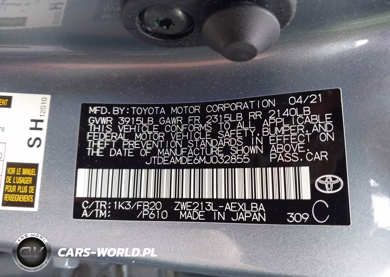 2021 Toyota Corolla Hybrid Le VIN:JTDEAMDE6MJ032855 - 9