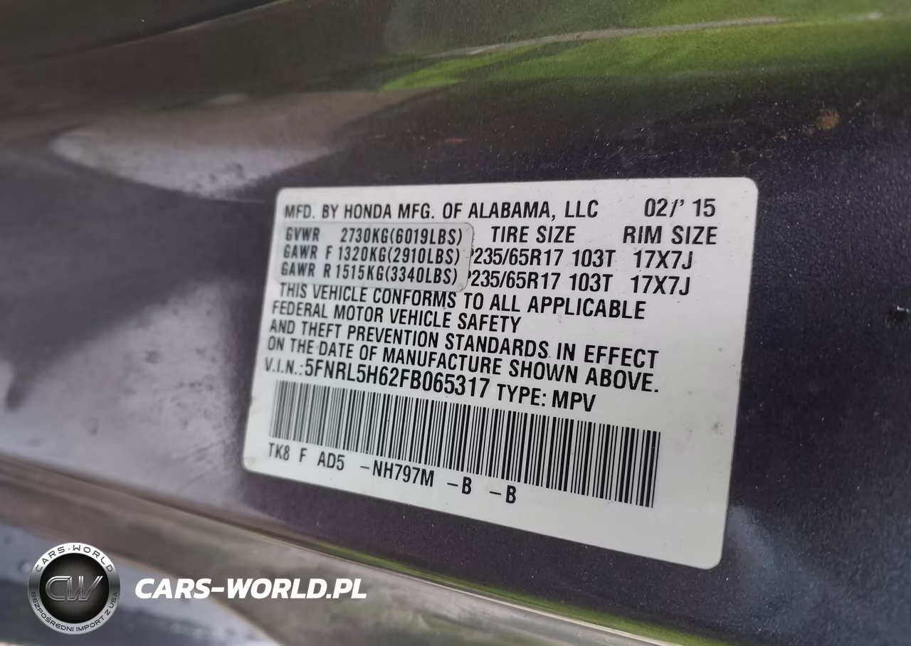 2015 Honda Odyssey Ex-L VIN:5FNRL5H62FB065317 - 9