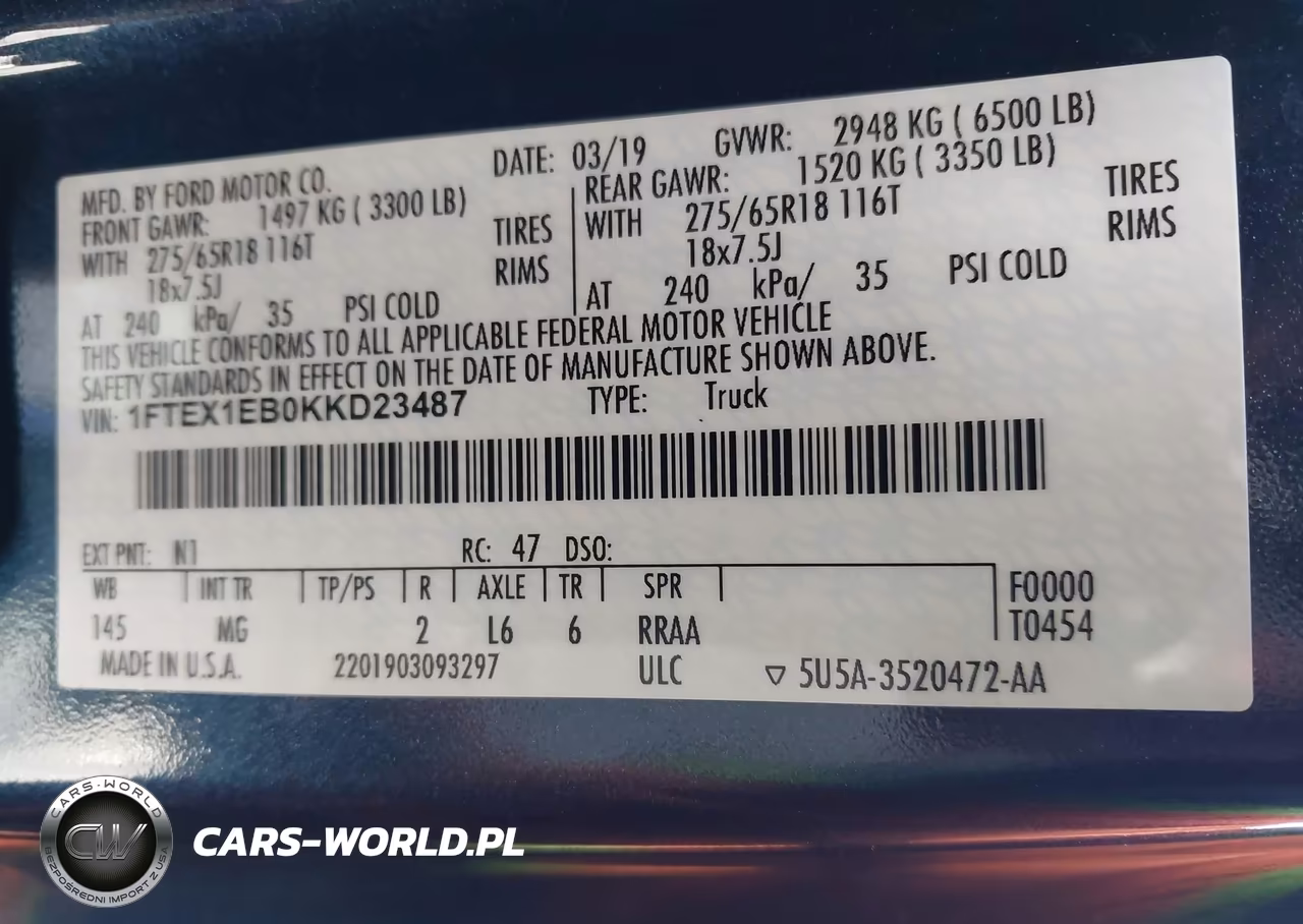 2019 Ford F-150 Xlt VIN:1FTEX1EB0KKD23487 - 9