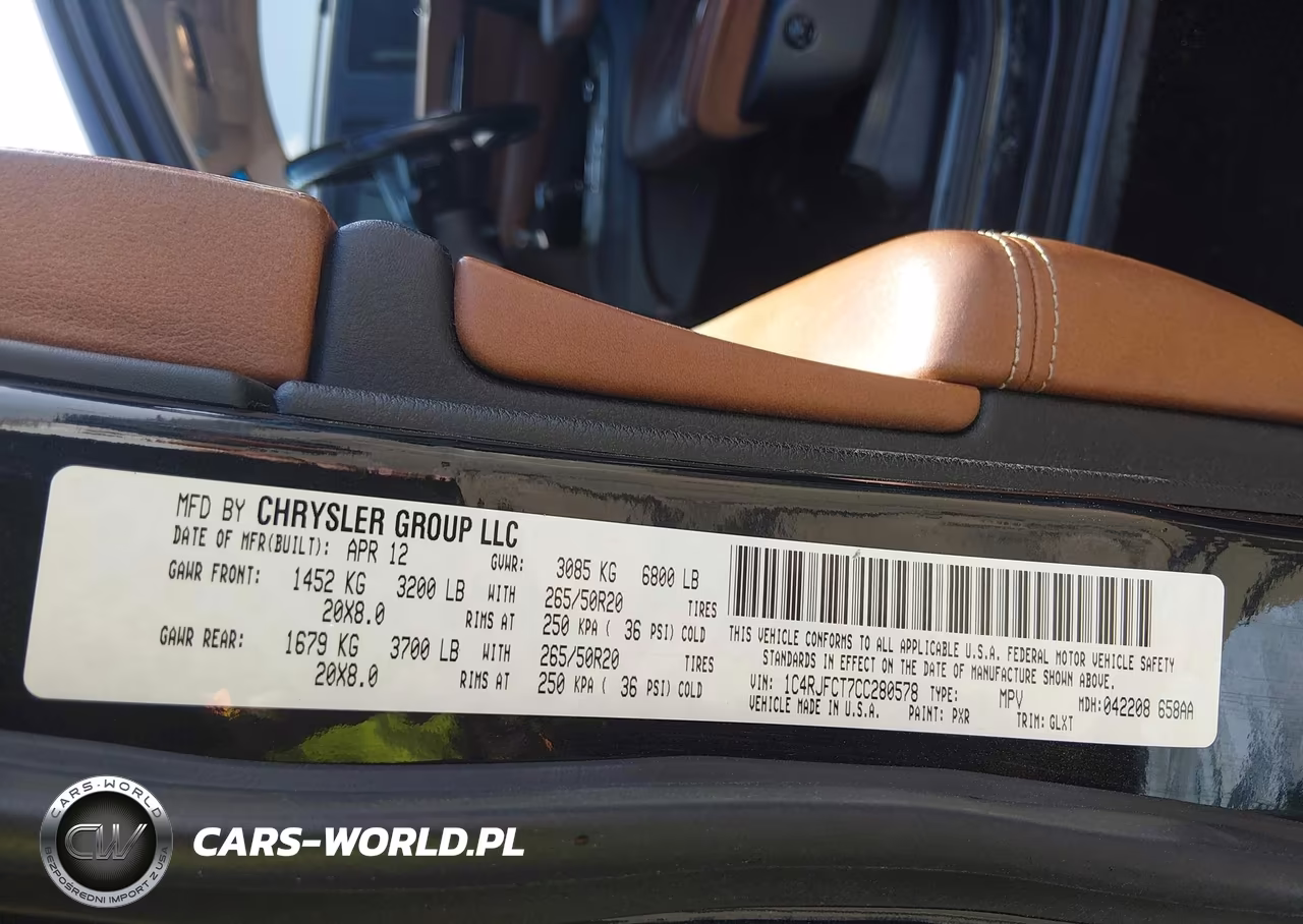 2012 Jeep Grand Cherokee Overland VIN:1C4RJFCT7CC280578 - 9