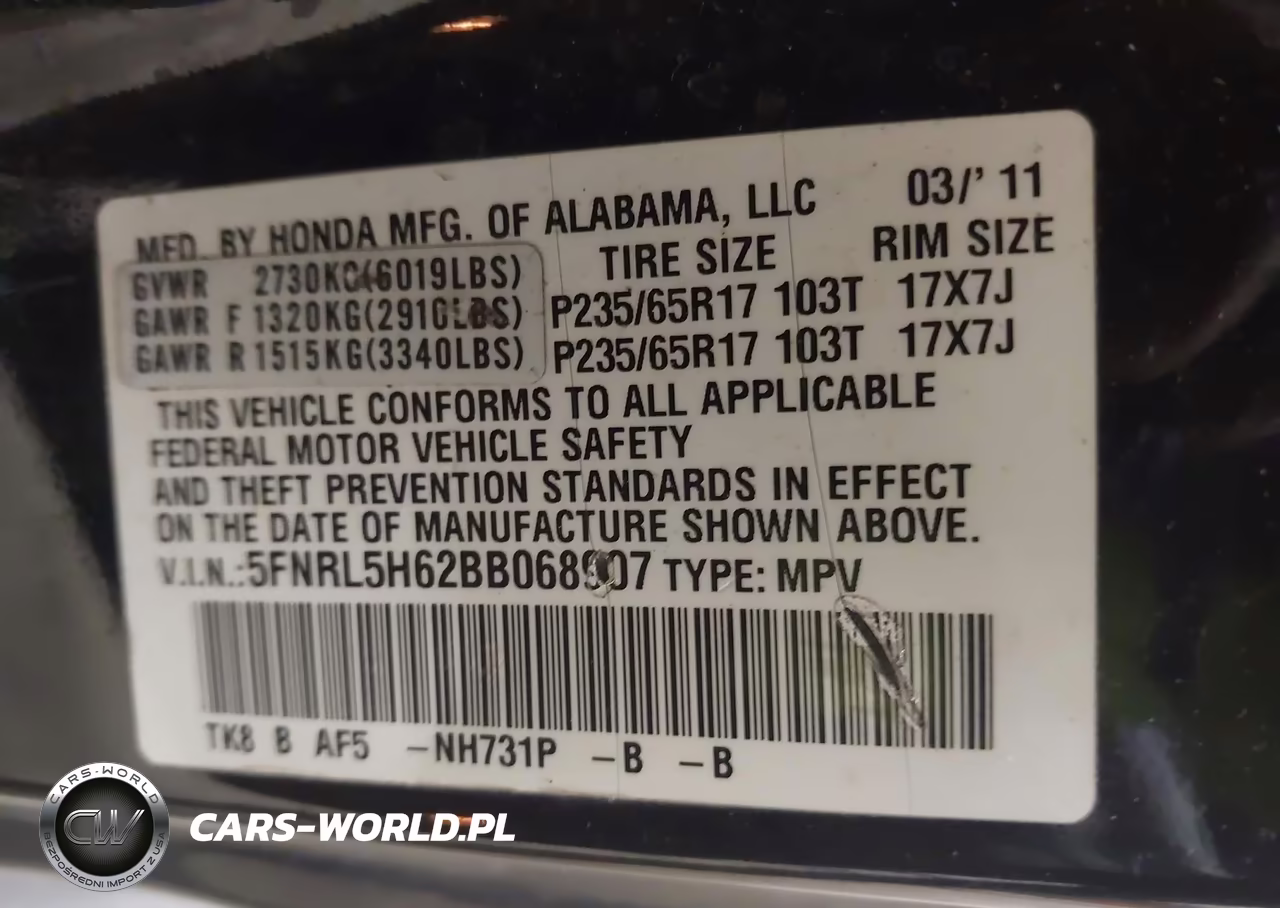2011 Honda Odyssey Ex-L VIN:5FNRL5H62BB068907 - 9