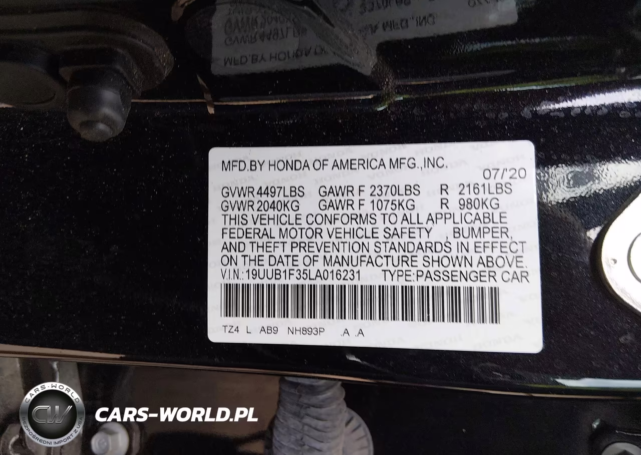 2020 Acura Tlx Standard VIN:19UUB1F35LA016231 - 8