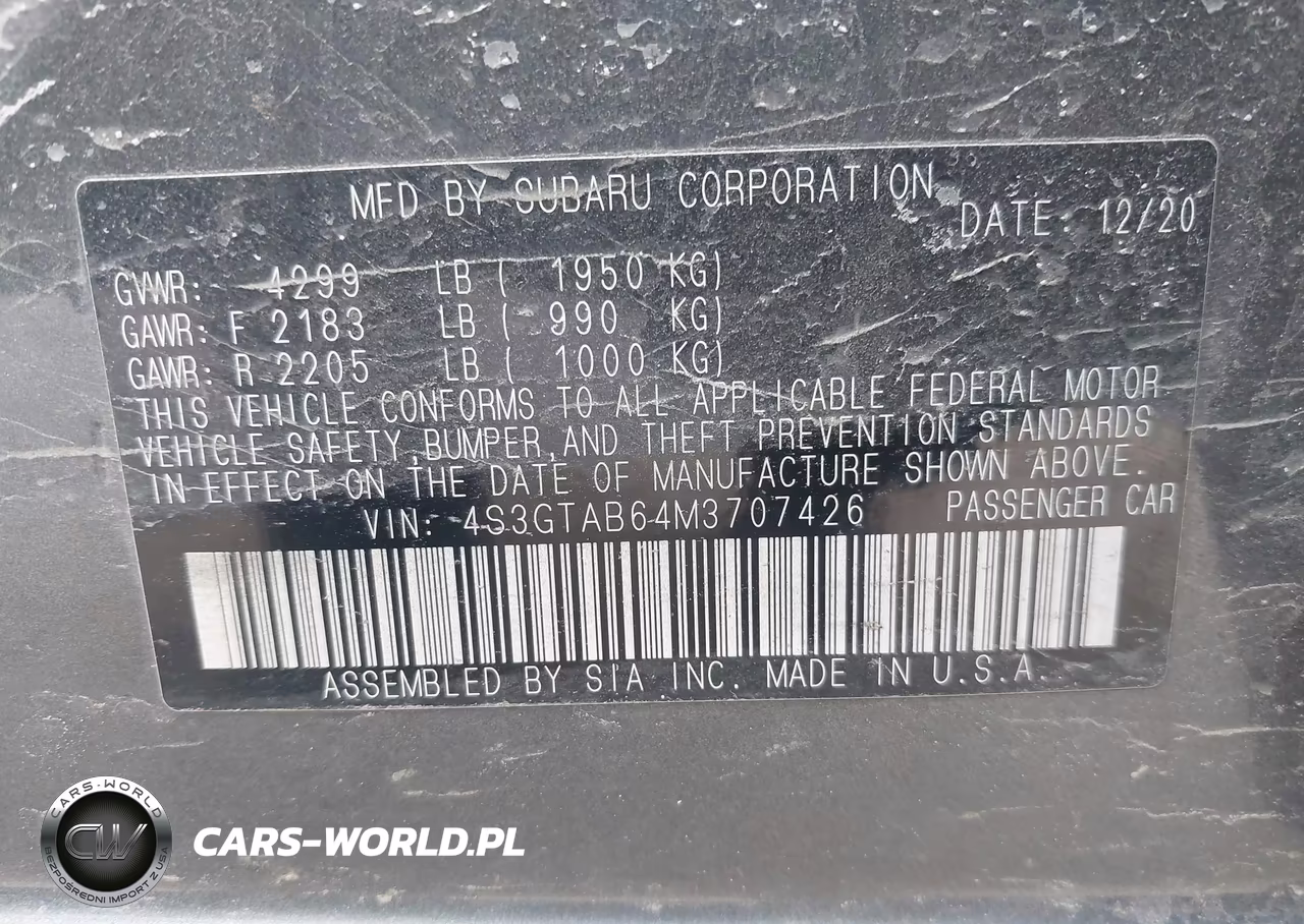 2021 Subaru Impreza 5-Door VIN:4S3GTAB64M3707426 - 9