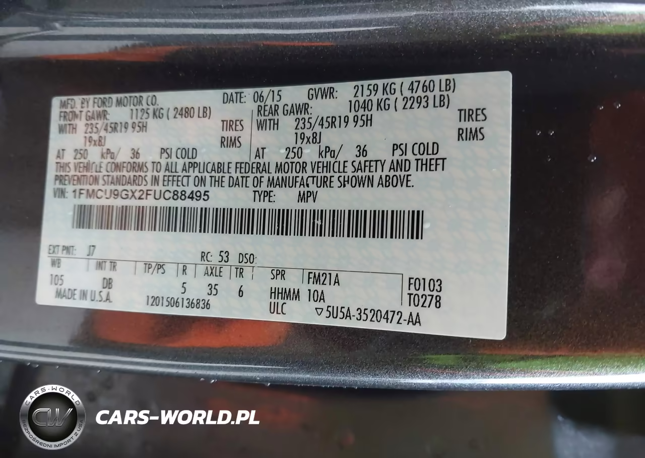 2015 Ford Escape Se VIN:1FMCU9GX2FUC88495 - 9