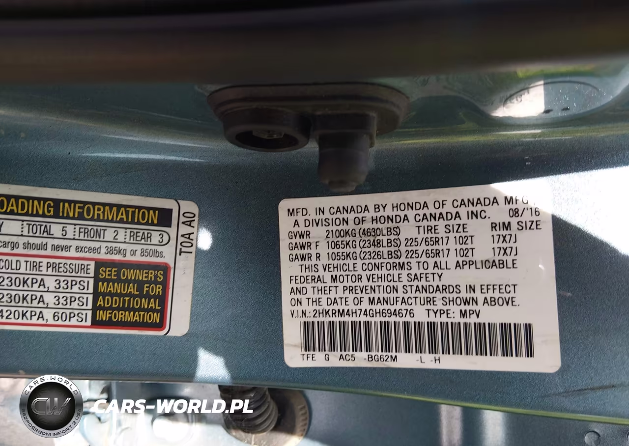 2016 Honda Cr-V Ex-L VIN:2HKRM4H74GH694676 - 9