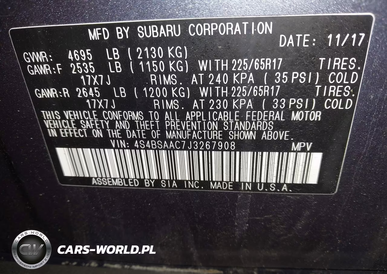 2018 Subaru Outback 2.5I VIN:4S4BSAAC7J3267908 - 9