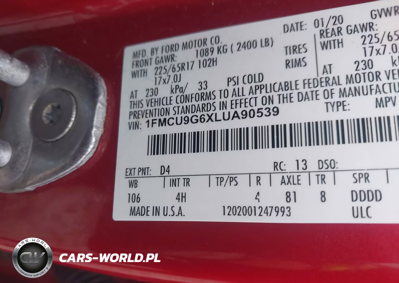 2020 Ford Escape Se VIN:1FMCU9G6XLUA90539 - 9