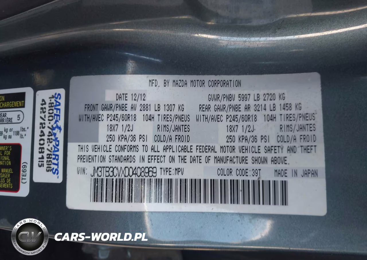 2013 Mazda Cx-9 Touring VIN:JM3TB3CVXD0408969 - 9