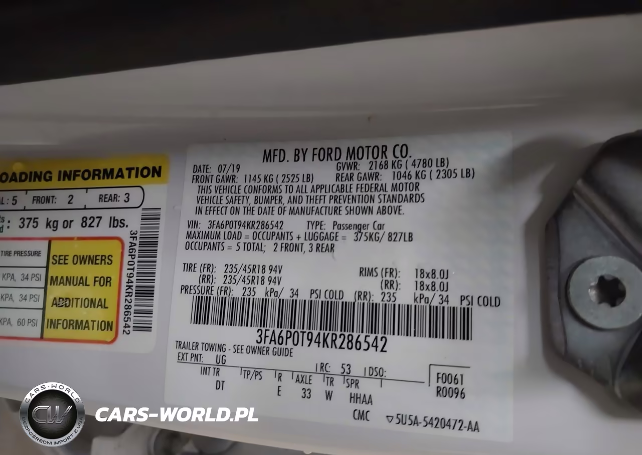 2019 Ford Fusion Se VIN:3FA6P0T94KR286542 - 9