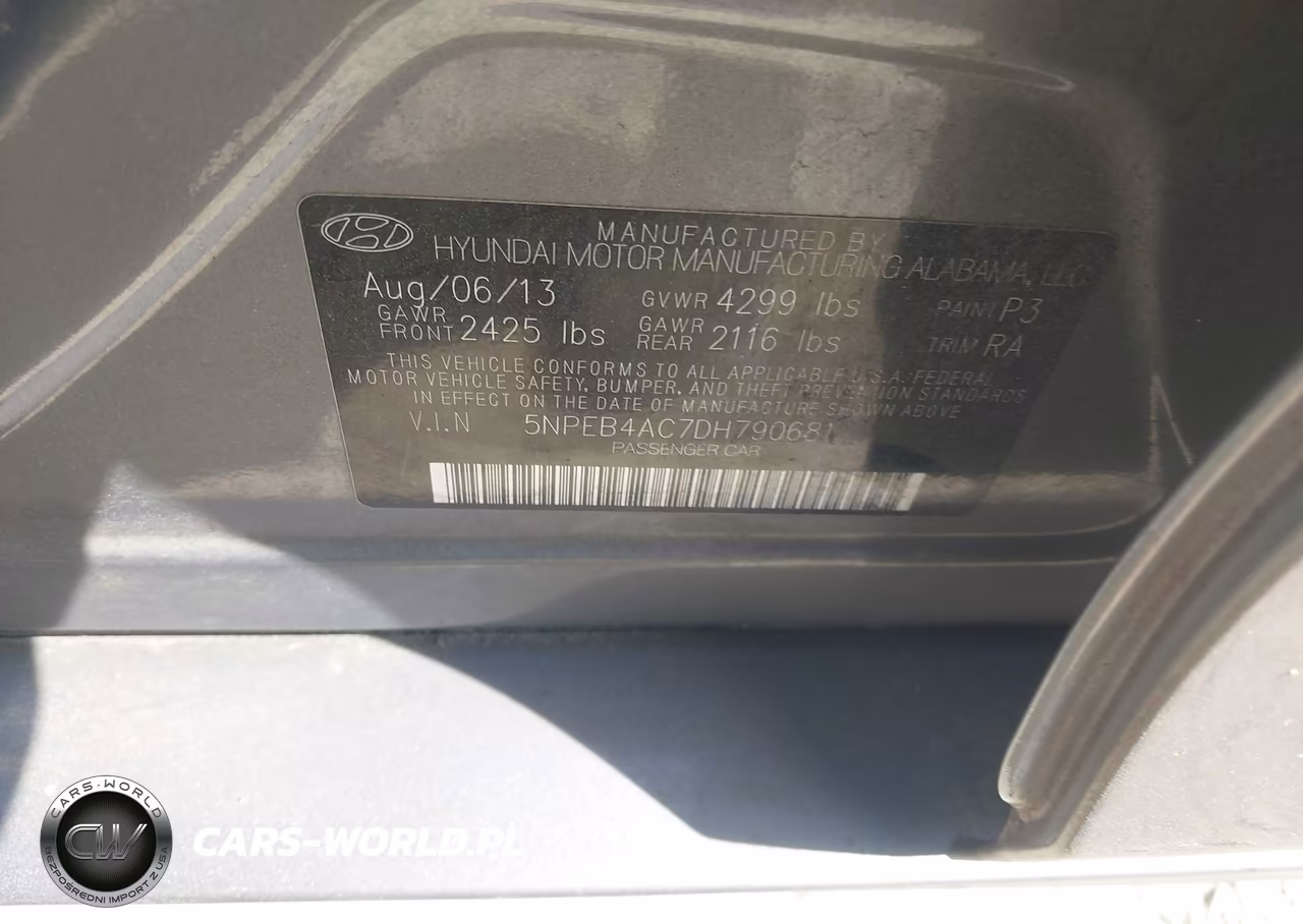2013 Hyundai Sonata Gls VIN:5NPEB4AC7DH790681 - 9