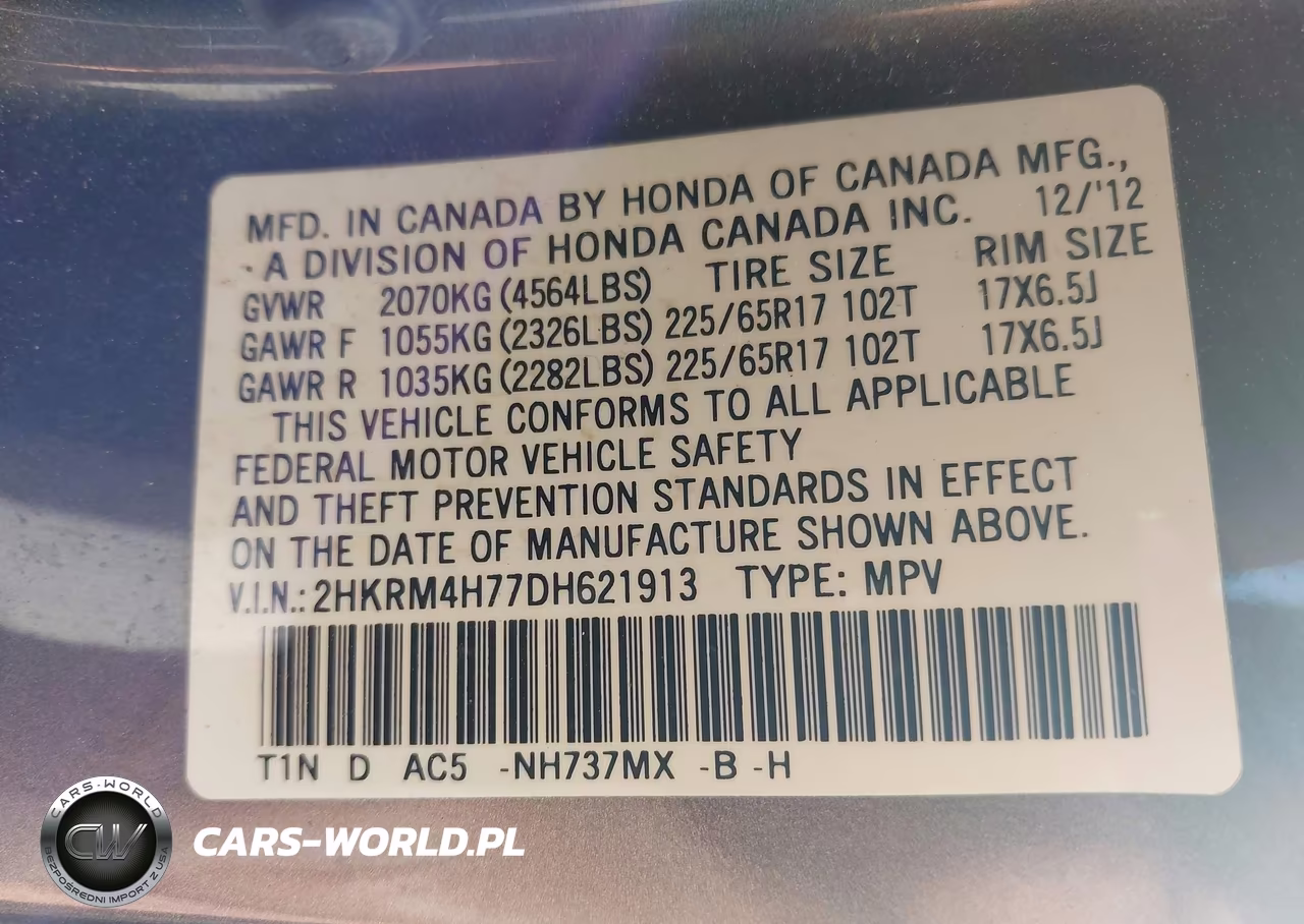 2013 Honda Cr-V Ex-L VIN:2HKRM4H77DH621913 - 9