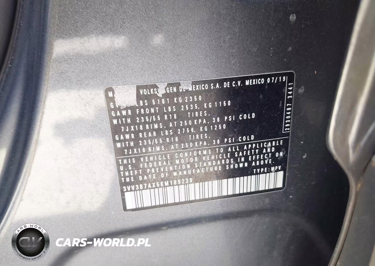 2019 Volkswagen Tiguan 2.0T Se-2.0T Sel-2.0T Sel R-Line-2.0T Sel R-Line Black VIN:3VV3B7AX5KM189239 - 9