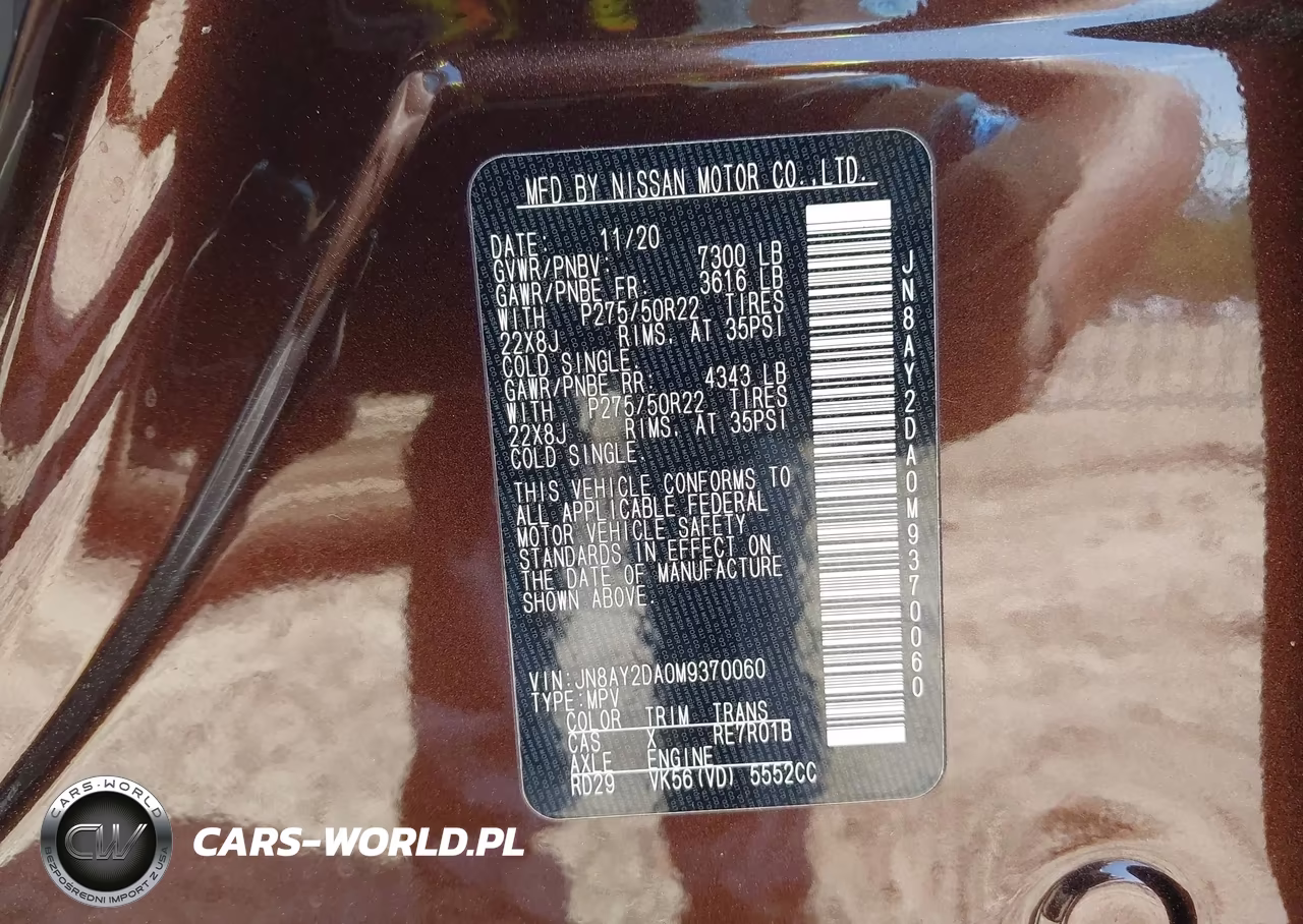 2021 Nissan Armada Platinum 2Wd VIN:JN8AY2DA0M9370060 - 9