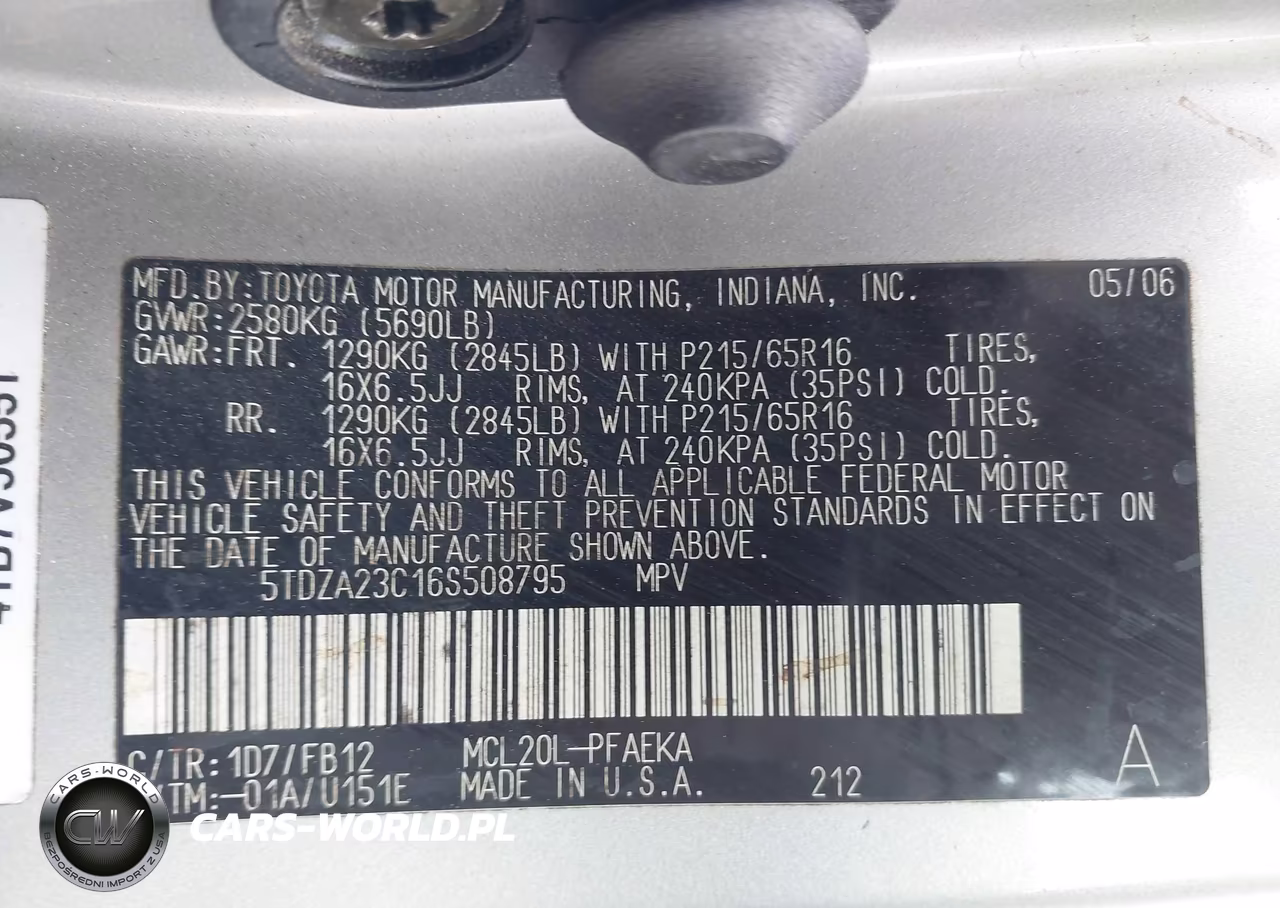 2006 Toyota Sienna Ce VIN:5TDZA23C16S508795 - 9
