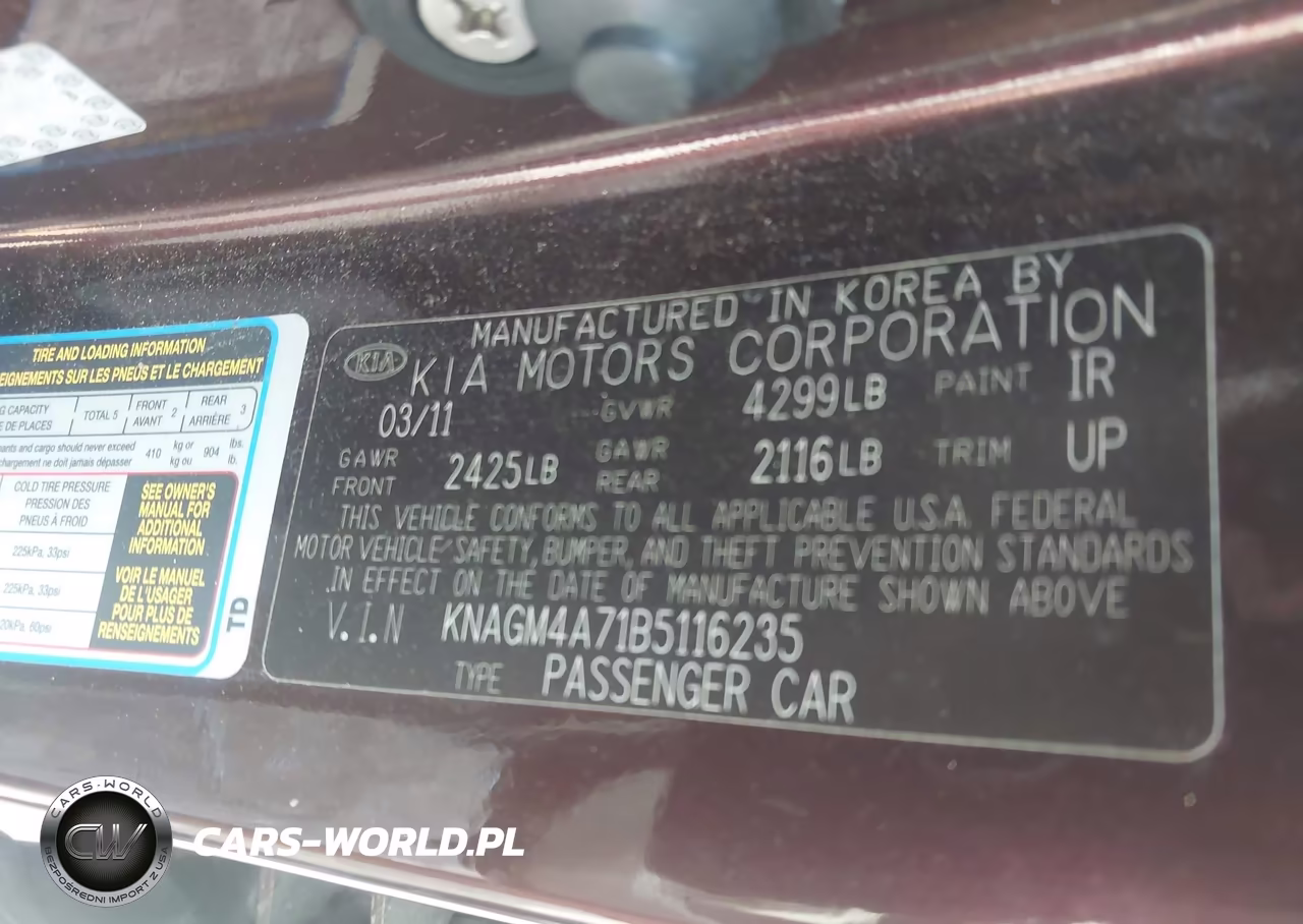2011 Kia Optima Lx VIN:KNAGM4A71B5116235 - 9