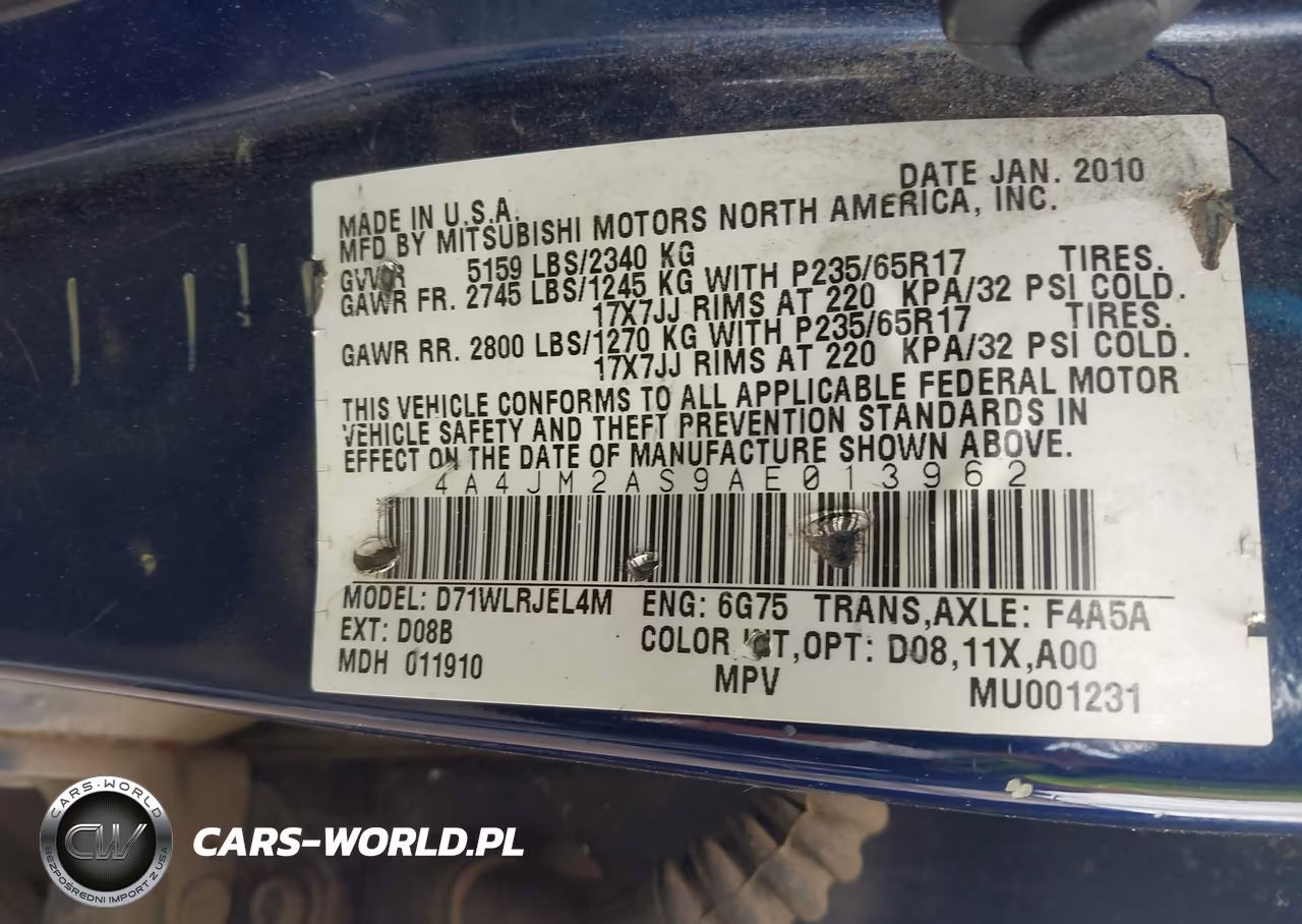 2010 Mitsubishi Endeavor Ls VIN:4A4JM2AS9AE013962 - 9