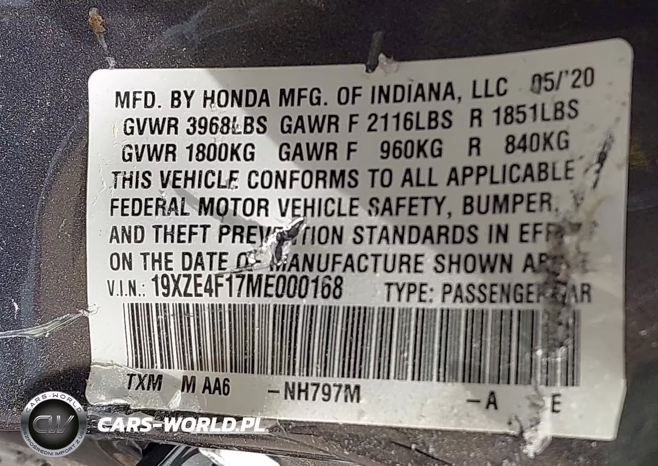 2021 Honda Insight Lx VIN:19XZE4F17ME000168 - 9