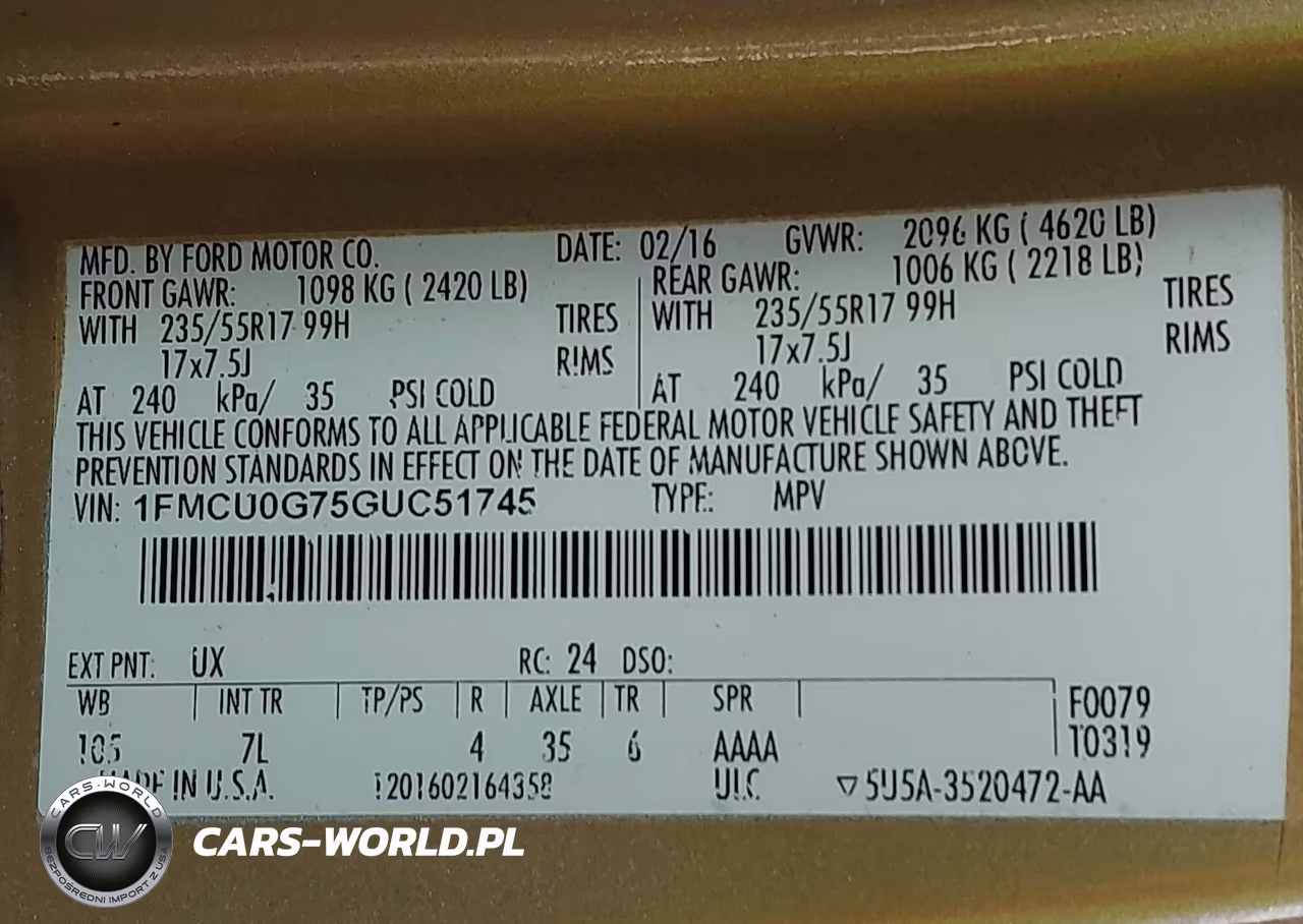 2016 Ford Escape Se VIN:1FMCU0G75GUC51745 - 9