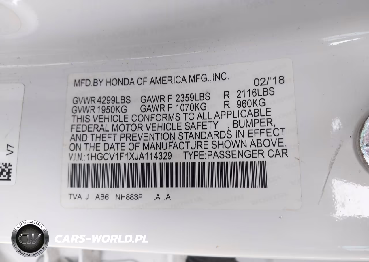 2018 Honda Accord Lx VIN:1HGCV1F1XJA114329 - 9
