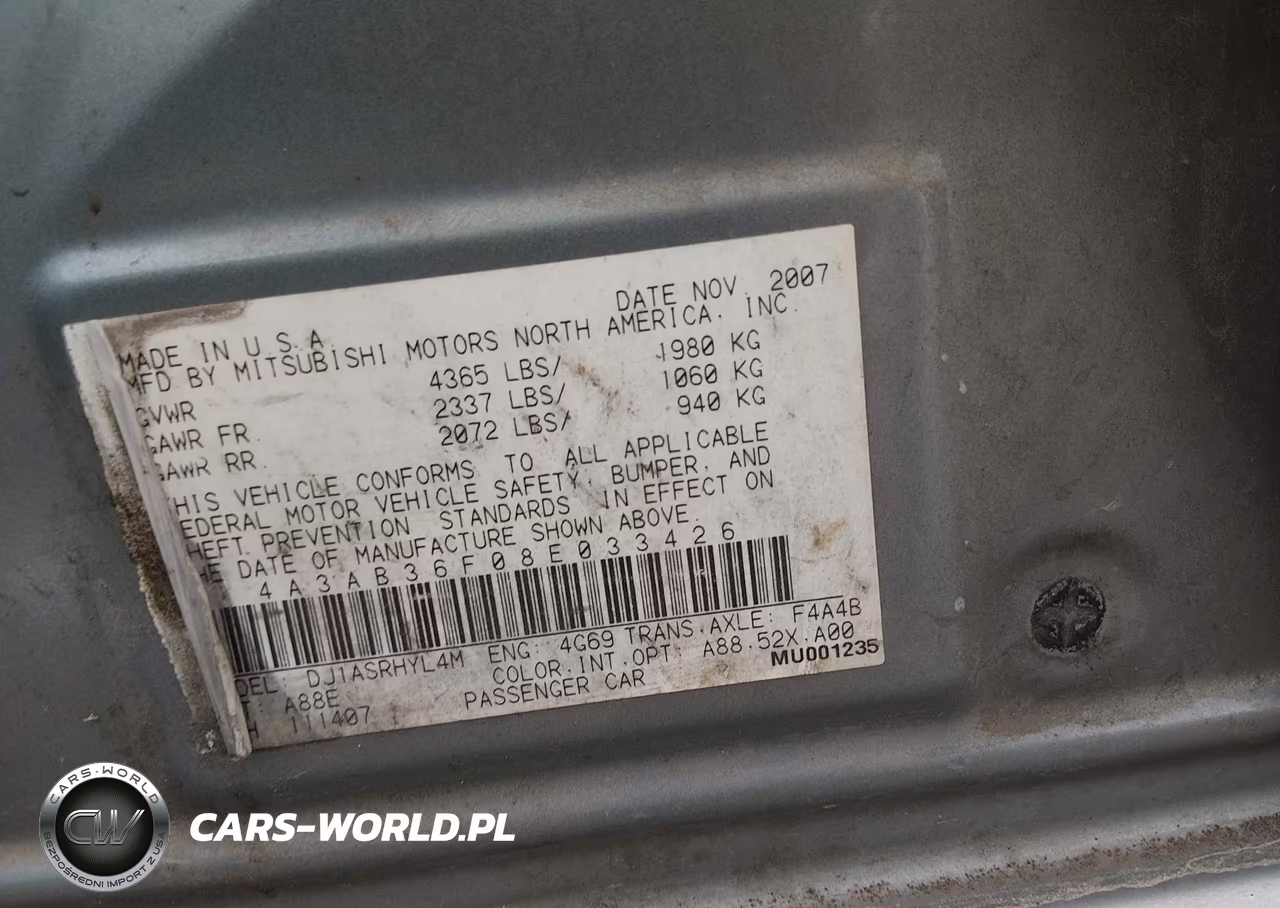 2008 Mitsubishi Galant Es VIN:4A3AB36F08E033426 - 9