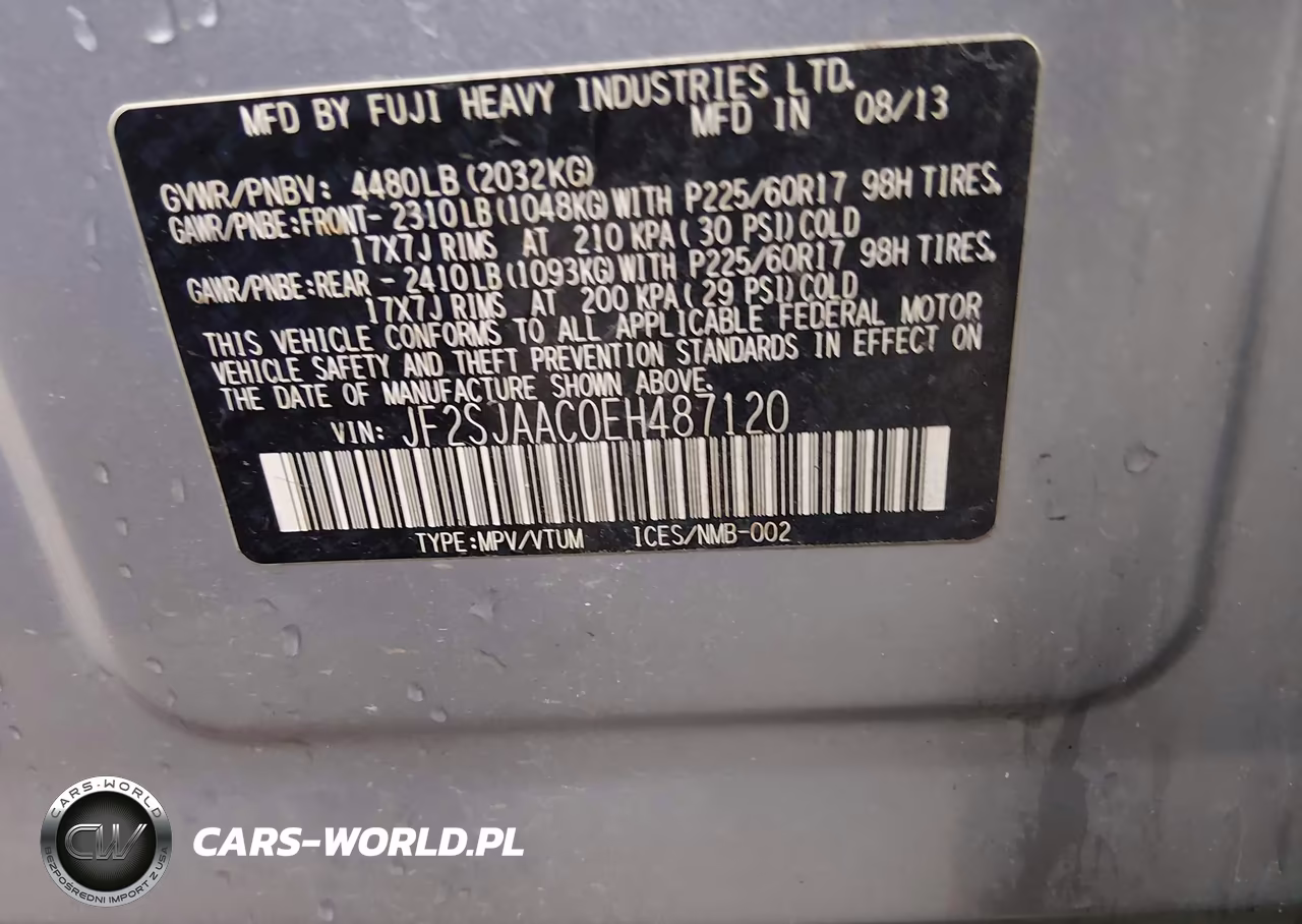2014 Subaru Forester 2.5I VIN:JF2SJAAC0EH487120 - 9