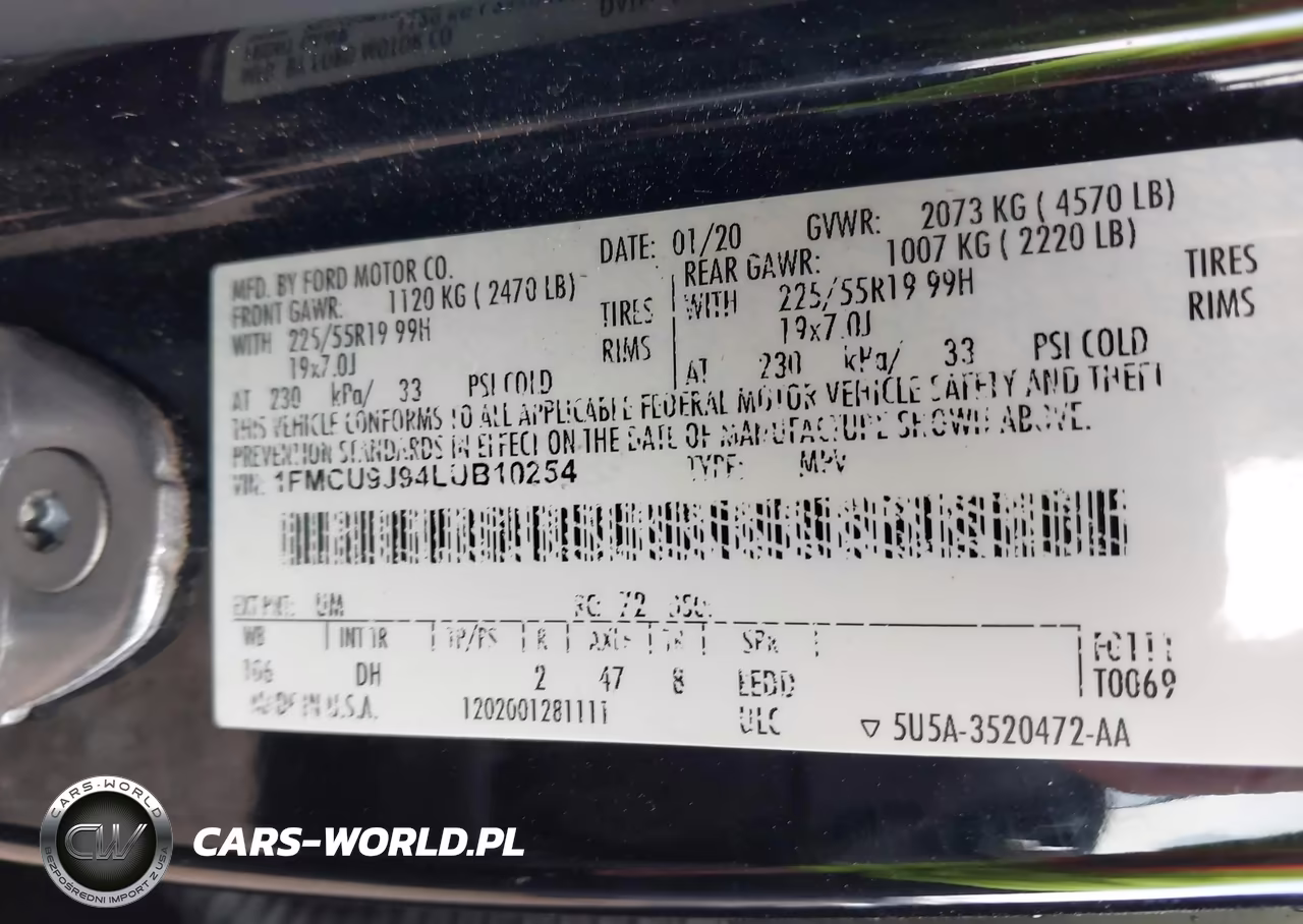 2020 Ford Escape Titanium VIN:1FMCU9J94LUB10254 - 9