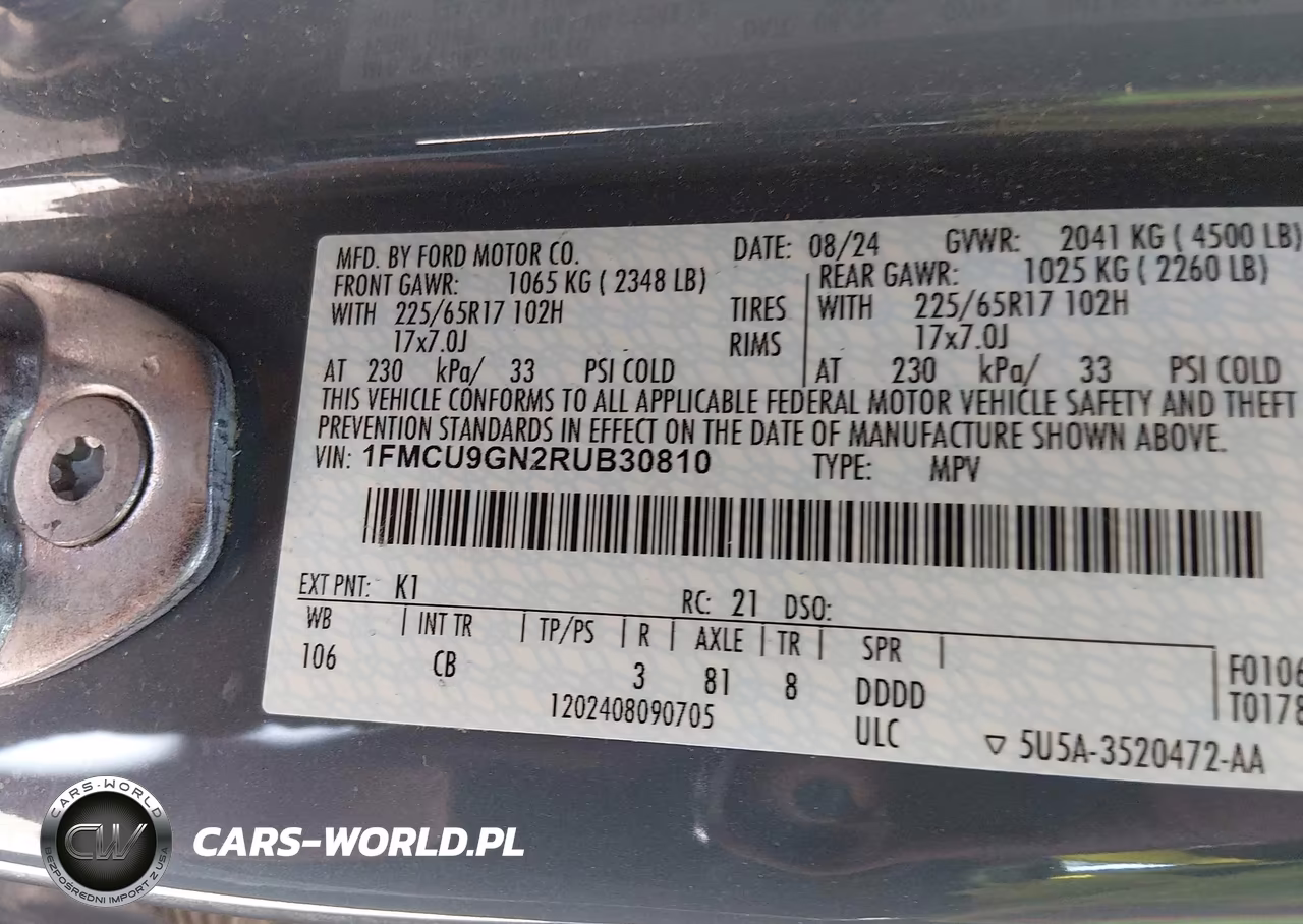2024 Ford Escape Active VIN:1FMCU9GN2RUB30810 - 9