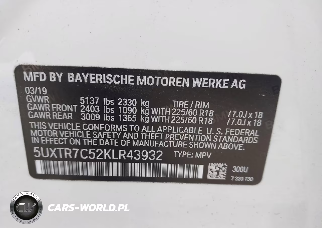 2019 BMW X3 Sdrive30I VIN:5UXTR7C52KLR43932 - 9