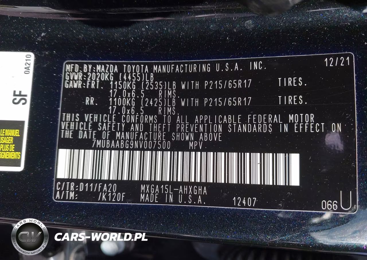 2022 Toyota Corolla Cross Le VIN:7MUBAABG9NV007500 - 9