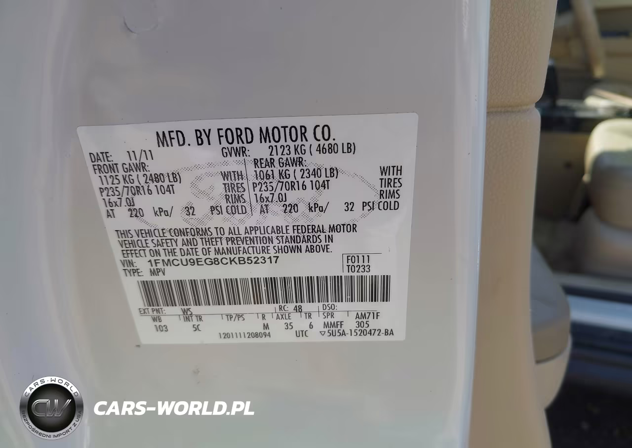 2012 Ford Escape Limited VIN:1FMCU9EG8CKB52317 - 9