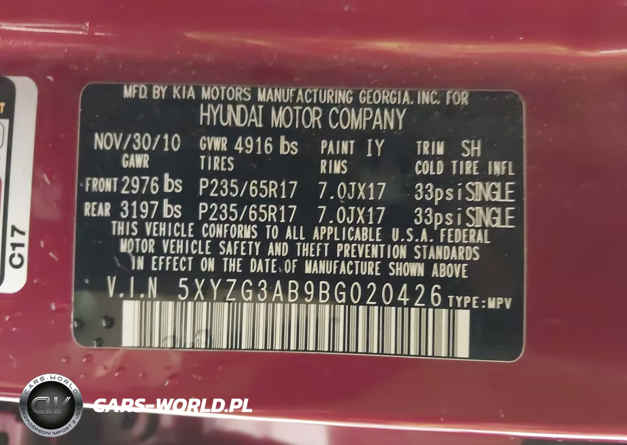 2011 Hyundai Santa Fe Gls VIN:5XYZG3AB9BG020426 - 9
