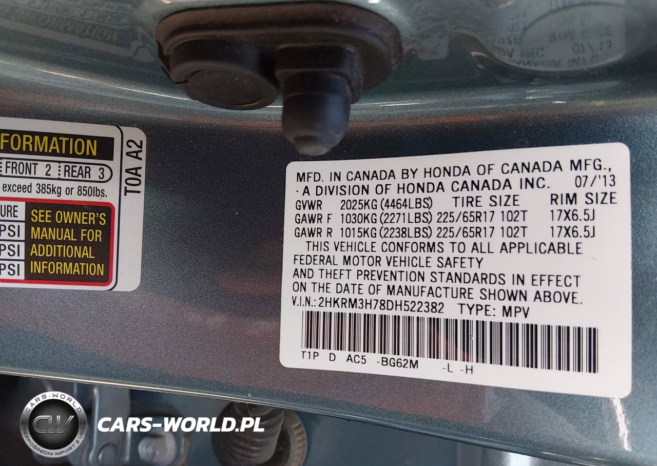 2013 Honda Cr-V Ex-L VIN:2HKRM3H78DH522382 - 9