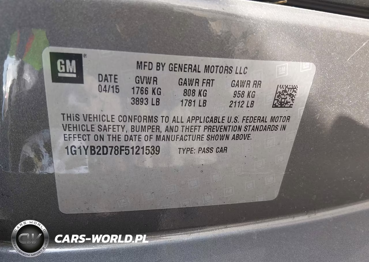 2015 Chevrolet Corvette Stingray VIN:1G1YB2D78F5121539 - 9