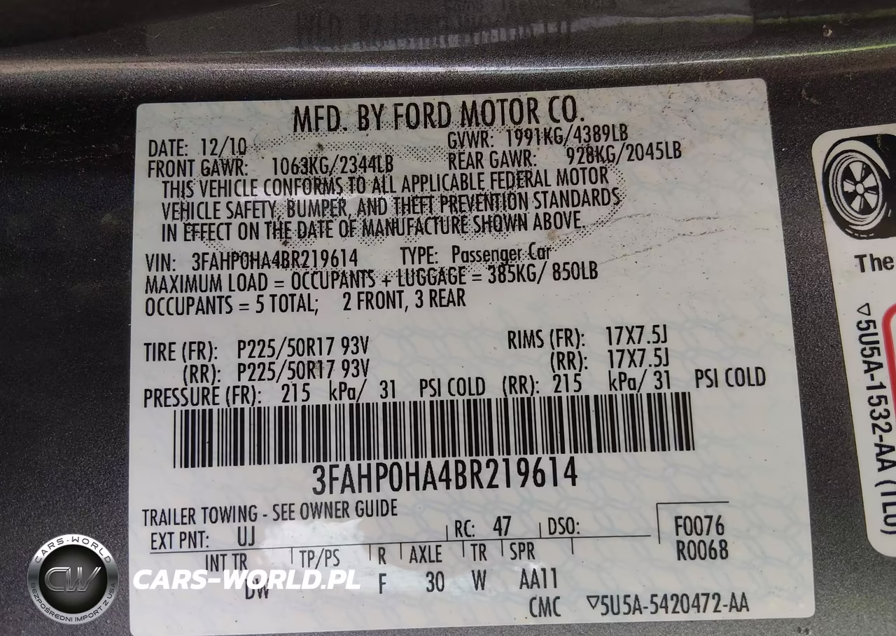 2011 Ford Fusion Se VIN:3FAHP0HA4BR219614 - 9