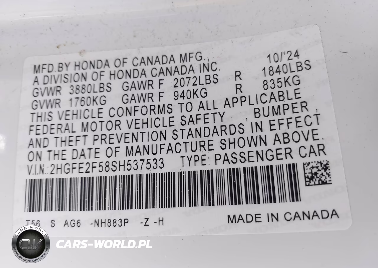 2025 Honda Civic Sport VIN:2HGFE2F58SH537533 - 9