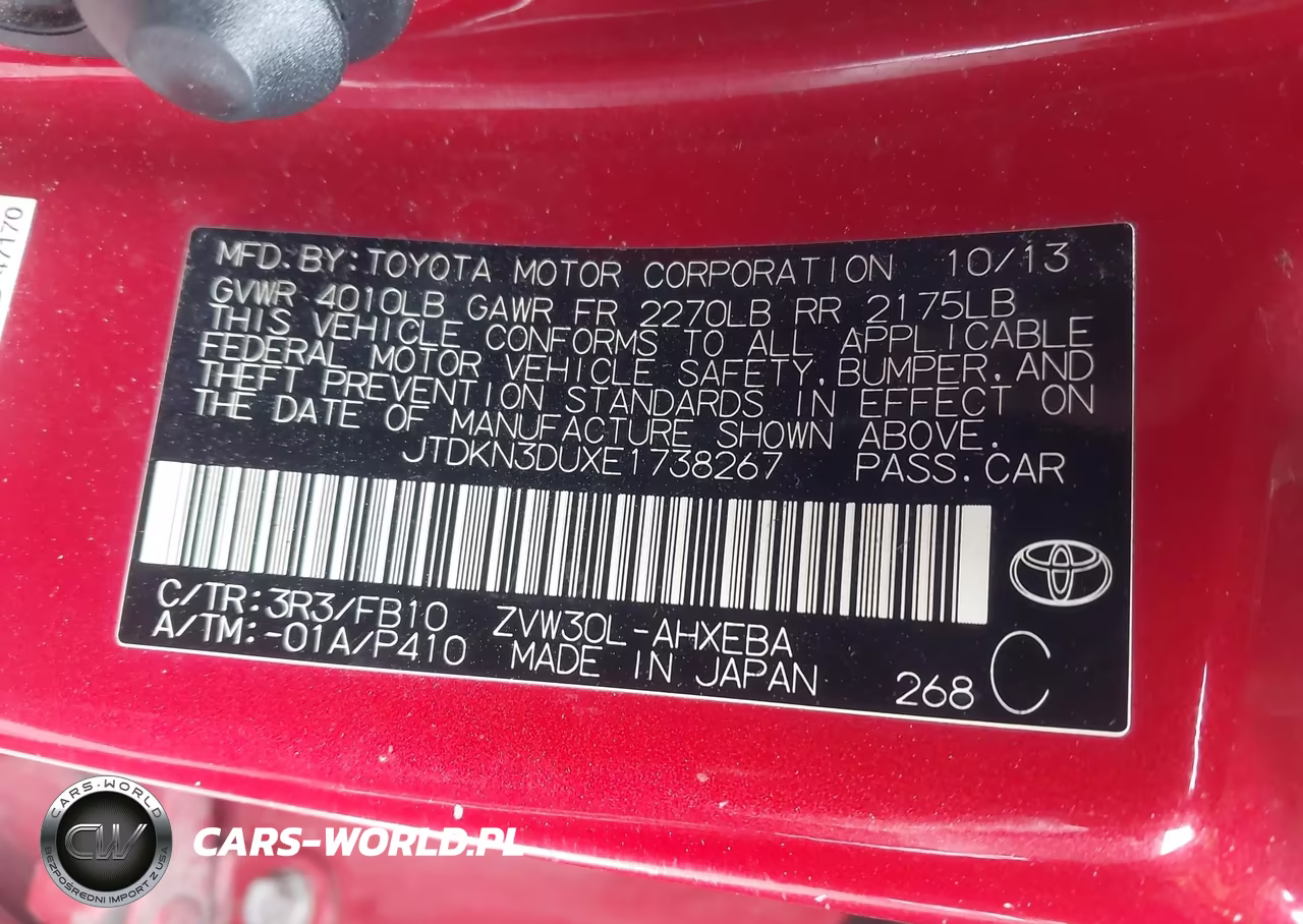 2014 Toyota Prius Two VIN:JTDKN3DUXE1738267 - 9