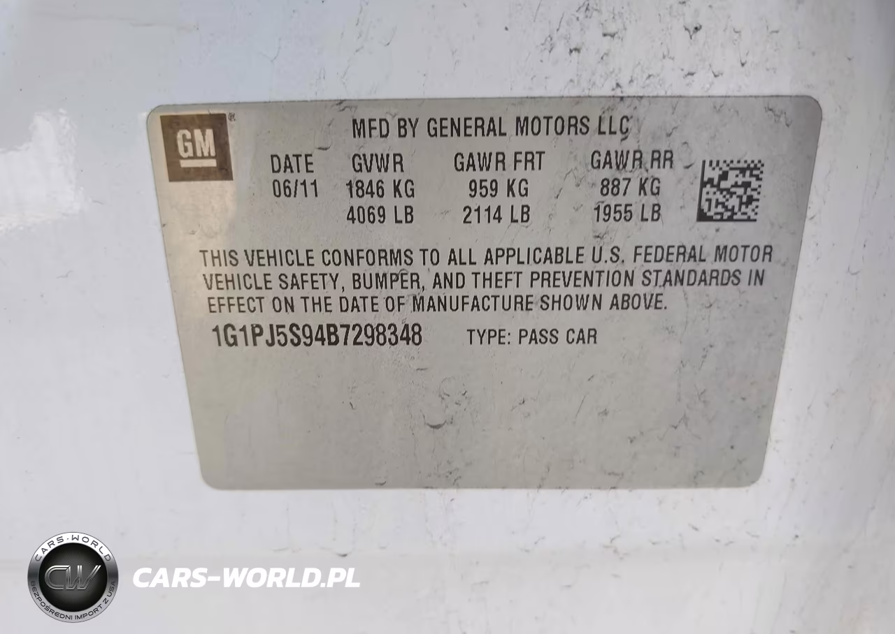2011 Chevrolet Cruze Eco VIN:1G1PJ5S94B7298348 - 9
