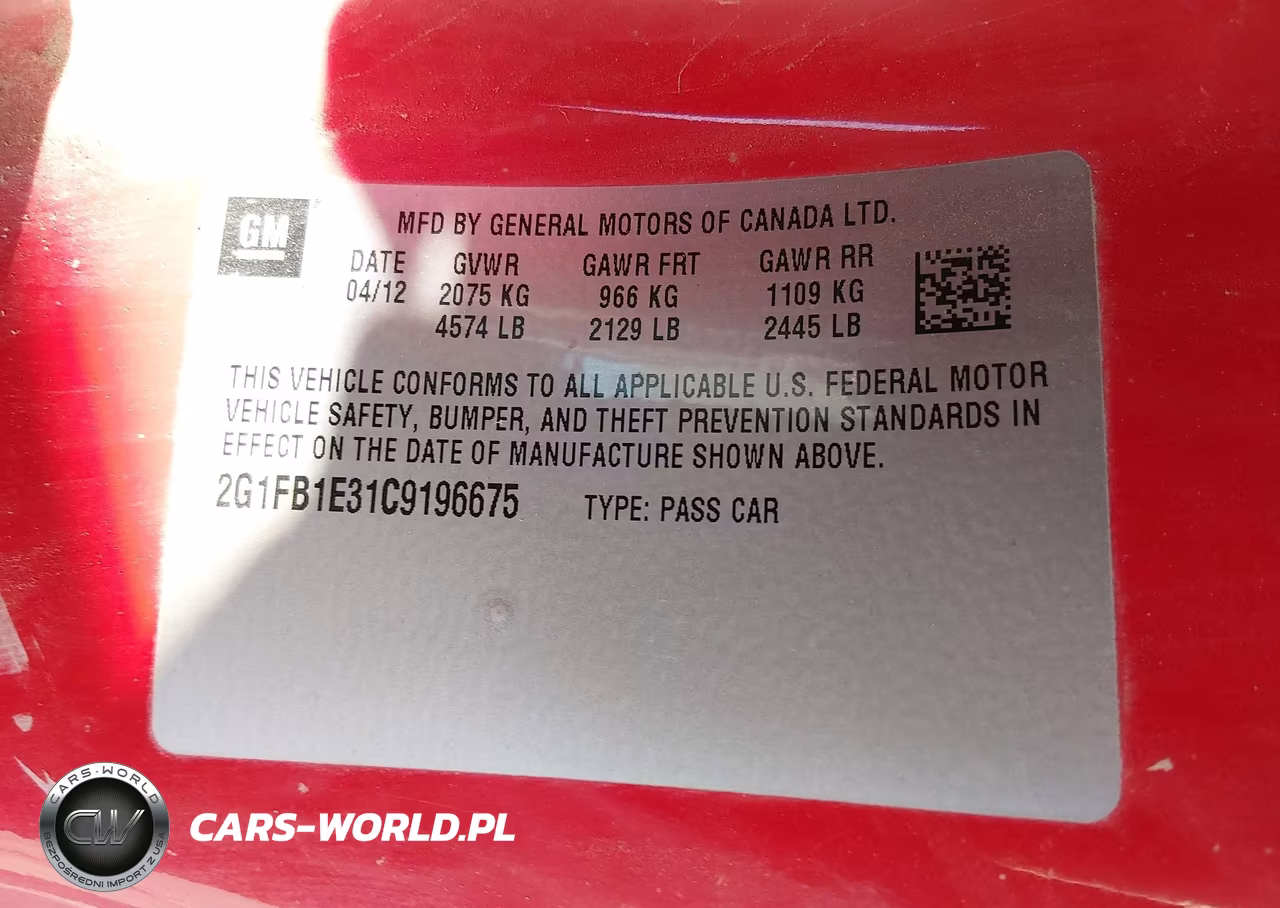 2012 Chevrolet Camaro 1Lt VIN:2G1FB1E31C9196675 - 9