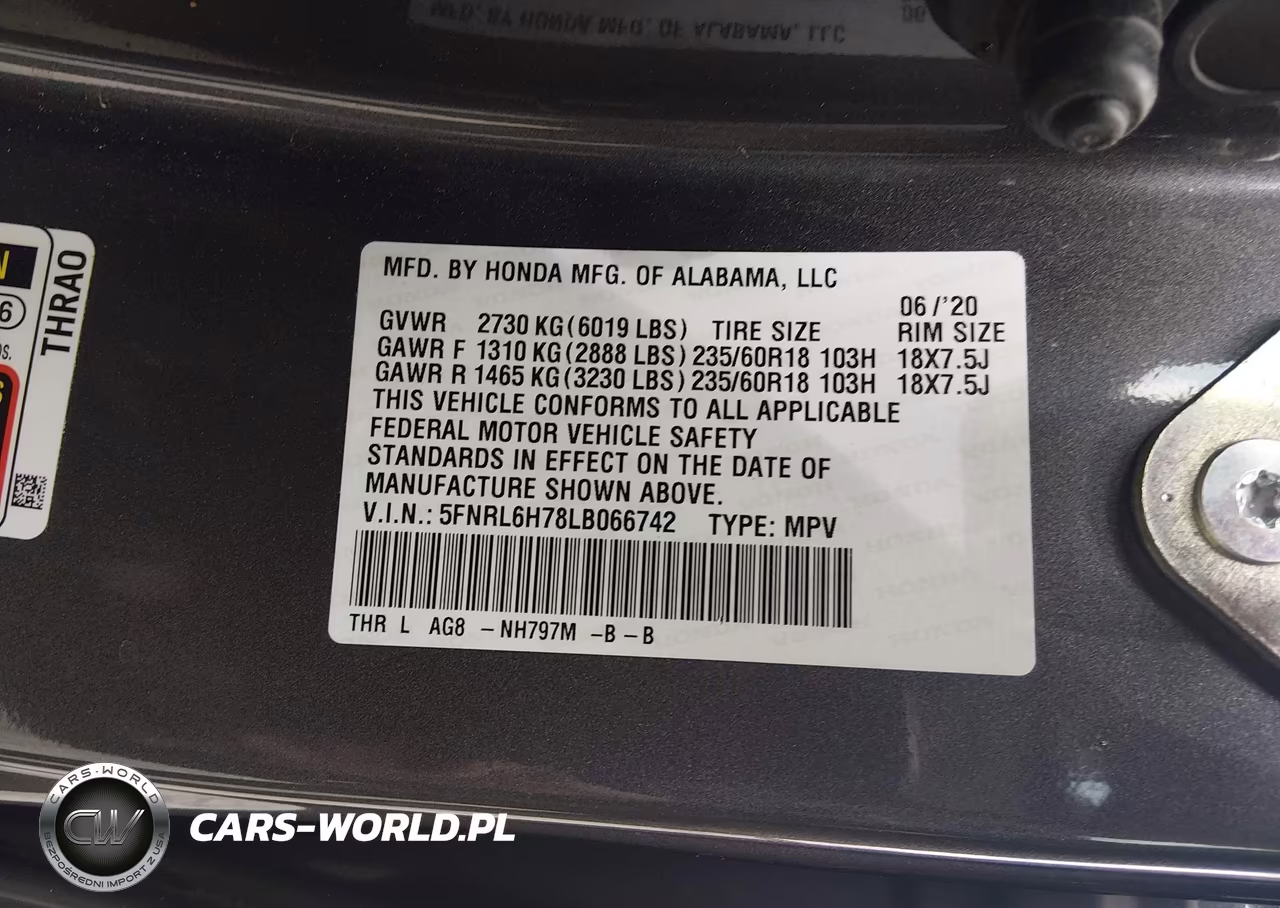 2020 Honda Odyssey Ex-L-Ex-L W-Navi Res VIN:5FNRL6H78LB066742 - 9