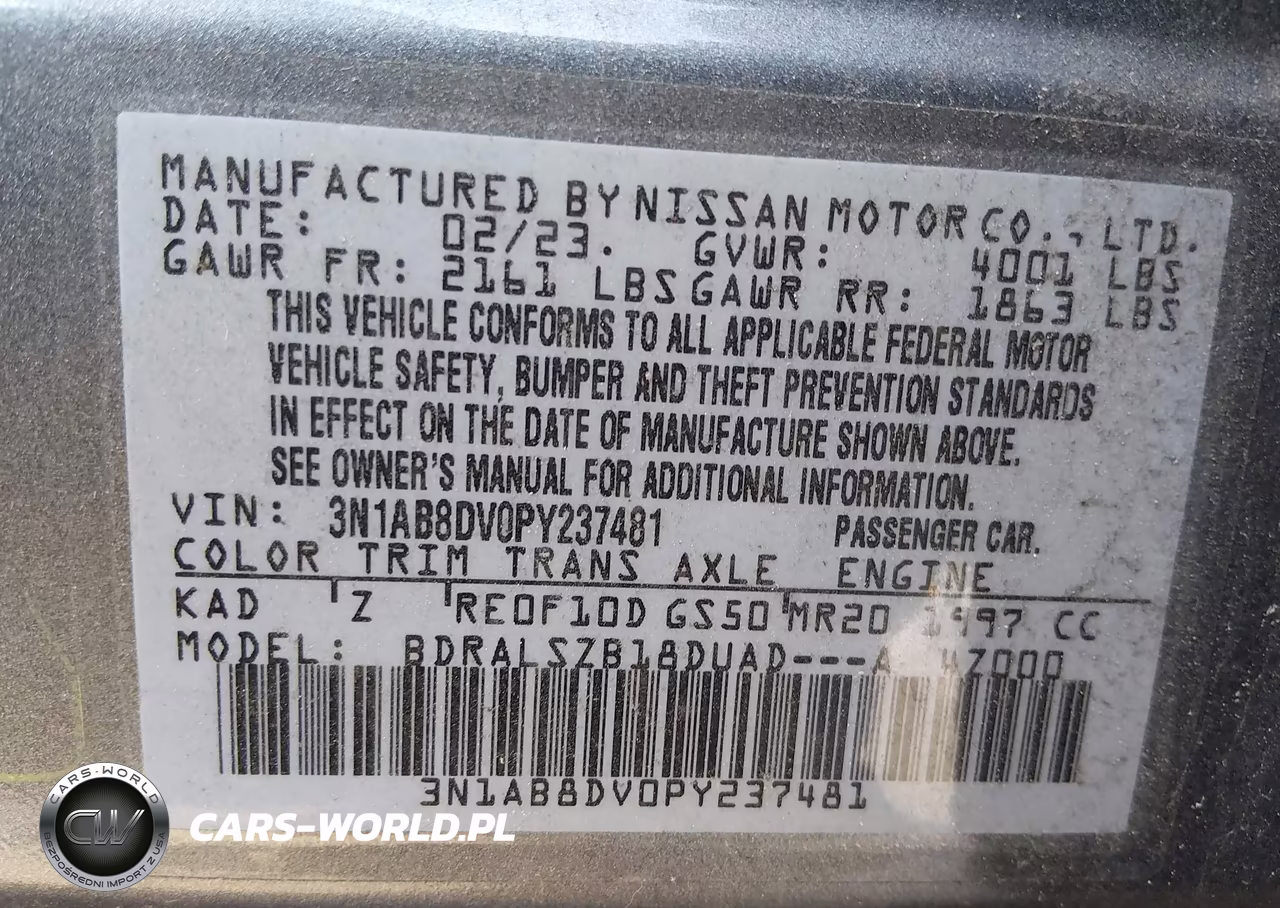 2023 Nissan Sentra Sr Xtronic Cvt VIN:3N1AB8DV0PY237481 - 9