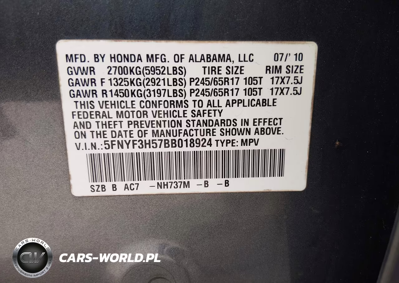 2011 Honda Pilot Ex-L VIN:5FNYF3H57BB018924 - 9