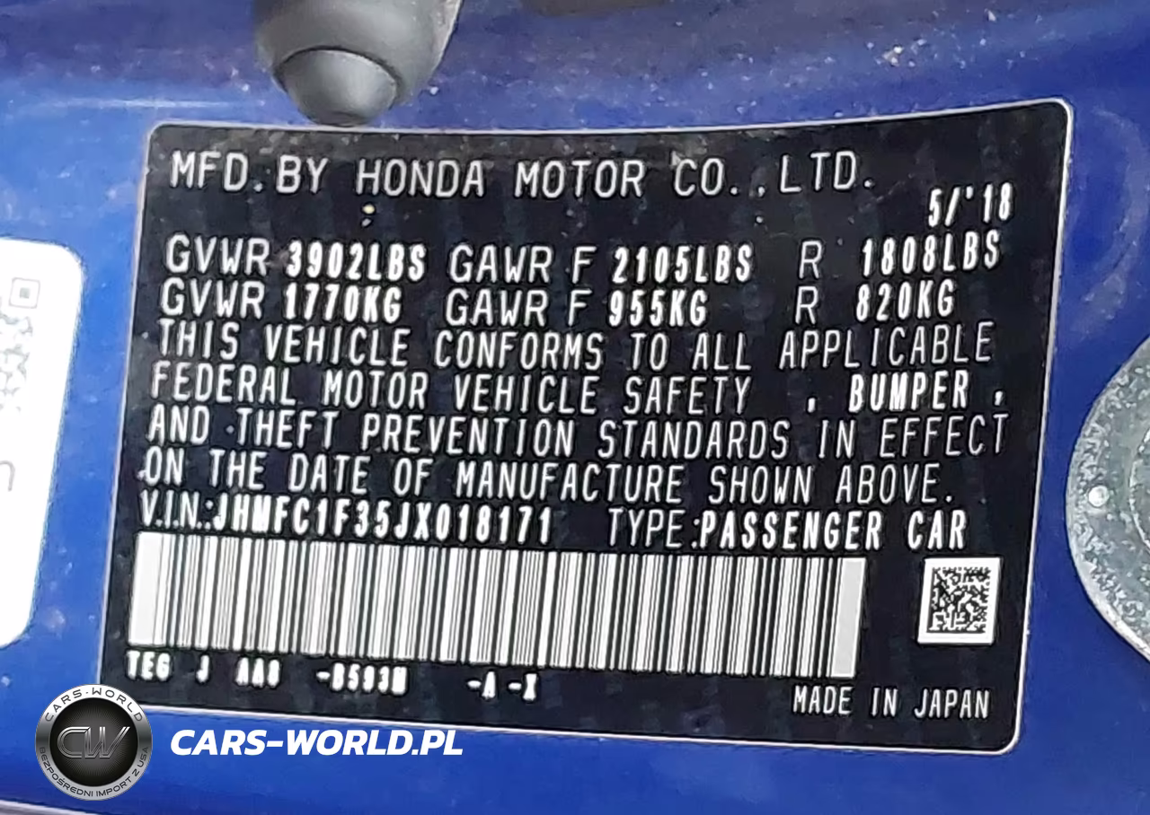 2018 Honda Civic Ex-T VIN:JHMFC1F35JX018171 - 9