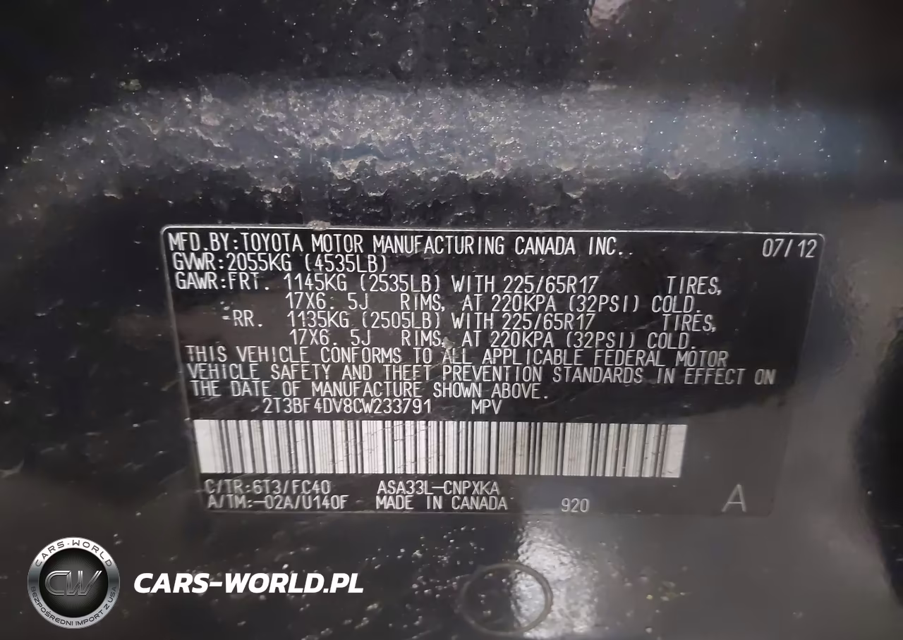 2012 Toyota Rav4 VIN:2T3BF4DV8CW233791 - 9