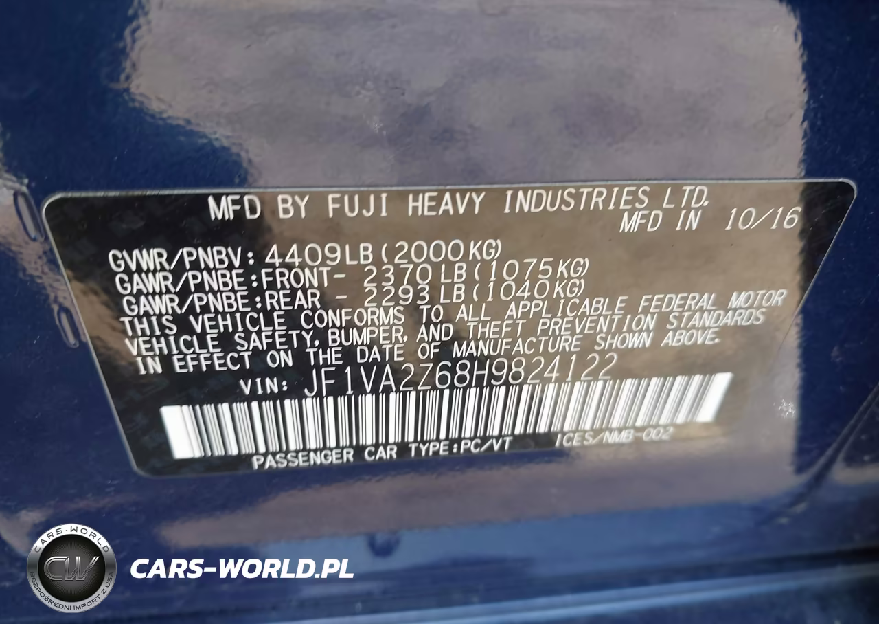 2017 Subaru Wrx Sti Limited VIN:JF1VA2Z68H9824122 - 9